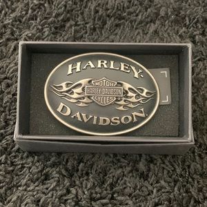 New Harley-Davidson black flame buckle